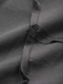 FRIFUL 女士休闲落肩长袖圆领宽松 T 恤，纯色，秋季 - 灰色 - 查看 6