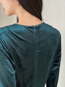 DAZY Robe longue en velours vintage élégante avec col en V enveloppant et taille cintrée pour femmes, robe longue à manches longues pour l'automne, robe de bal