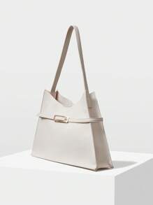 MOTF PREMIUM BOLSO DE HOMBRO MINIMALISTA DE MODA PARA MUJER CON DETALLE DE HEBILLA PARA TRANSPORTE - Beis - Ver 4