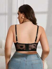 Velvet Rose Retro Vintage Plus Size Underwire & Wireless Lingerie Bra - Black - View 2