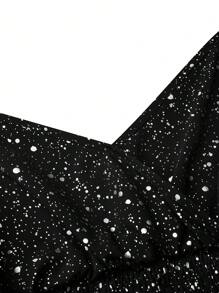 SHEIN Unity Plus Size Sexy Fashion Party Cami Sparkly Dress - Black - View 5