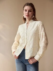 MOTF PREMIUM 花卉刺绣纽扣衬衫