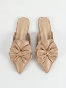 CUCCOO CURVES 宽版尖头镂空平底鞋，米色，优雅，适合户外和日常穿着，适合所有季节 - 杏色 - 查看 2