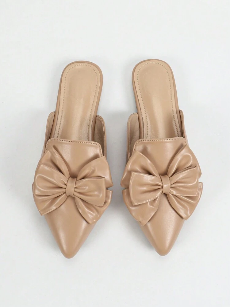 CUCCOO CURVES Wide Fit Pointed Toe Hollow Out Flat Shoes In Beige, Elegant For Outdoor And Everyday Wear, Suitable For All Seasons