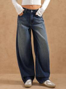 Forever 21 Women's Distressed Washed Low Rise Loose Fit Jeans - Blue - View 7