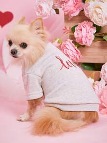 PETSIN 1pc Valentine's Day Grey Letter Print Pet Sweatshirt