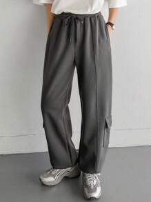 DAZY Lässige Damenhose mit großen Taschen, Tunnelzug Knöchellang, Herbstkleidung