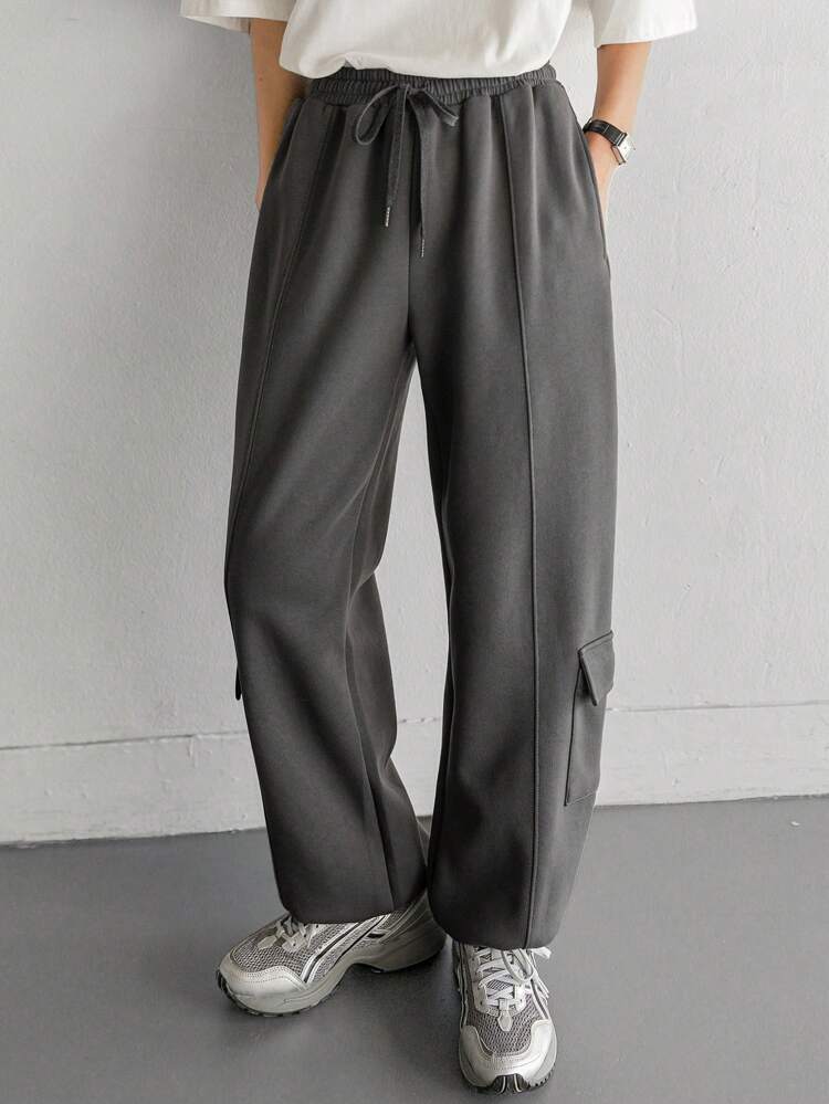 Loose Casual Women Pants With Large Pockets, Drawstring Ankle-Length,Fall Clothes