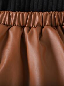 SHEIN 3pcs/Set Baby Girl Elegant Fuzzy Skirt Set With Beret Hat, Autumn/Winter - Brown - View 8