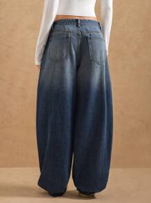 Forever 21 Women's Distressed Washed Low Rise Loose Fit Jeans - Blue - View 2