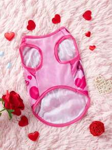 PETSIN 1 件情人节粉色宠物猫狗印花背心 - 彩色 - 查看 5