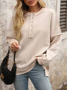 INAWLY 女士长袖休闲拼接宽松套头卫衣秋季卫衣 - 彩色 - 查看 4