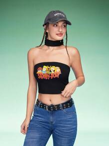 SCOOBY-DOO X SHEIN Top tubo corto de mujer con estampado de dibujos animados de moda, para verano