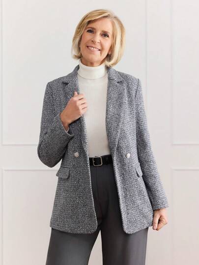 SHEIN LUNE Camisa de mujer de manga larga, de solapa plana, con botones delanteros y bolsillo falso, sencilla y casual