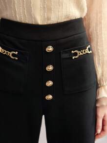 MOTF PREMIUM بنطال بأرجل واسعة مع تفاصيل أزرار