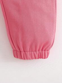 1pc Little Girls Elastic Waist Drawstring Sports Pants, Casual Fashion Versatile Soft Comfortable Daily Wear Running Pants With Bow, Suitable To Match T-Shirts, Summer New Arrival - Pink - View 3