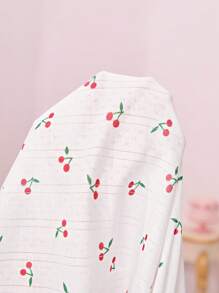 ROMWE Kawaii 可爱樱桃满版印花针织舒适透气荷叶边下摆吊带背心连衣裙 - 白色 - 查看 6