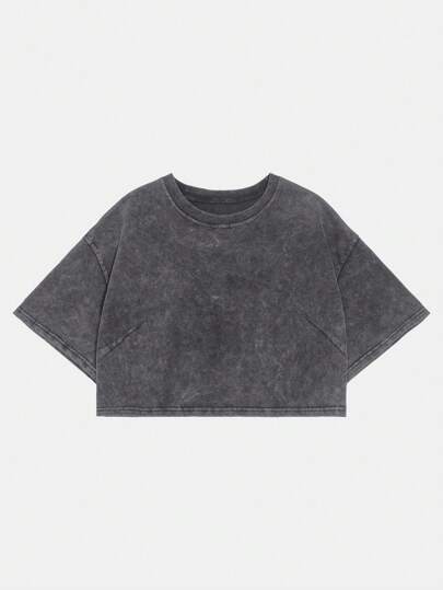 SHEIN Coolane Cotton Casual Short Sleeve Cropped T-Shirt