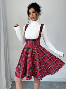 Chiquease Women Plaid Sleeveless Slip Dress For New Year Clothes - Red - View 3