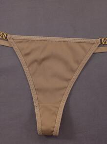 EmpressEnvy 3件套女士纯色O型环连接丁字裤套装 - 彩色 - 查看 5