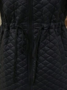 SHEIN LUNE Plus Size Women Long Sleeveless Zip-Up Jacket, Winter Thanksgiving Outfit Women New Years Women Outfit Winter Dresses Winter Clothes Women Rave Outfits