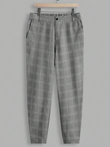 Manfinity Homme Men Plaid Patchwork Long Sleeve Polo Shirt And Trousers Set - White - View 4