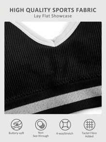 女士无缝黑色运动胸罩