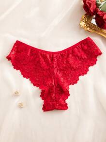 SHEIN Women's Seamless Lace Panties (Triangle) Lingerie - Burgundy - View 7