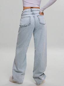 EURMUSE QUẦN JEAN THẲNG CAO CÓ CHI TIẾT GỜ - Rửa nhẹ - Xem 2