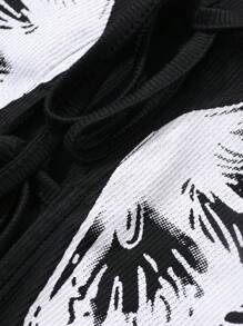 DAZY Women V-Neck Butterfly Print Tie-Front Long Sleeve Knitted T-Shirt, Spring Festival