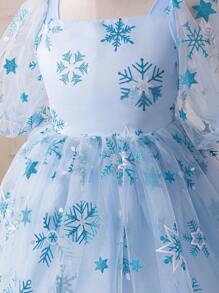 Glamorique Kids Sky Blue Elegant Girls Tulle Dress For 7th Birthday - Blue - View 6