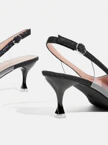 CUCCOO TILAWA Women's Autumn/New Fashion Pointy Toe High Heel Mules, Casual For Party And Leisure Spring Shoes Spring Break Easter Prom Heels - Black - View 5
