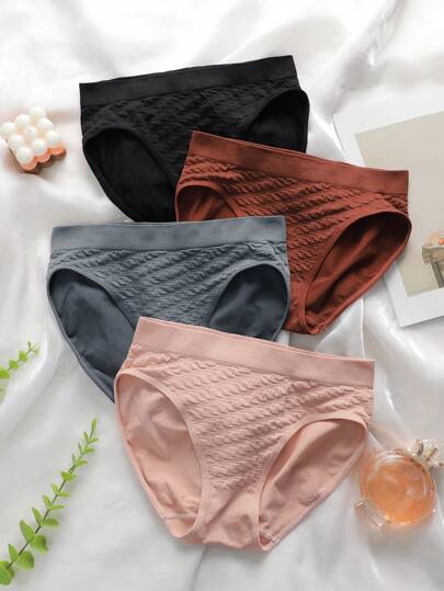 لباس داخلي سادة بدون خياطة ظاهرة - 4 قطع