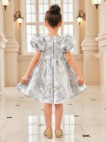 Vestido casual de manga corta sencillo y de moda para niñas jóvenes para uso diario - Multicolor - Ver 2