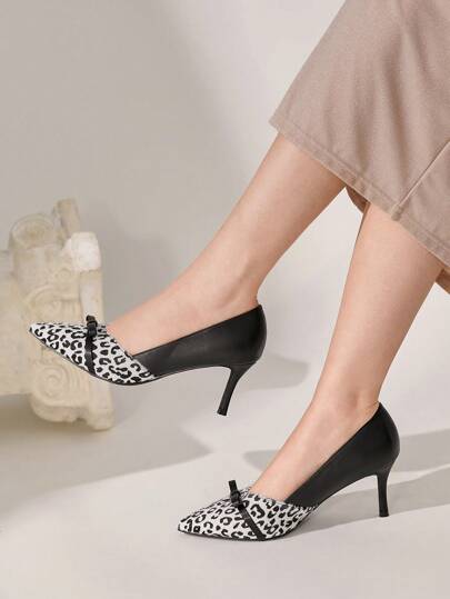 New Stylish Leopard Print High Heel Shoes With Fluffy Panels Spring Shoes Spring Break Easter Prom Heels
