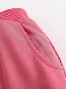 1pc Little Girls Elastic Waist Drawstring Sports Pants, Casual Fashion Versatile Soft Comfortable Daily Wear Running Pants With Bow, Suitable To Match T-Shirts, Summer New Arrival - Pink - View 6