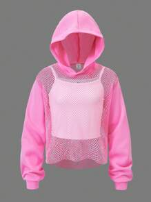 SHEIN Explorewe Tween Mädchen Sweatshirt mit angenähtem Trägerhemd, vielseitiges Top für Frühling, Sommer, Herbst - Pink - Übersicht 6
