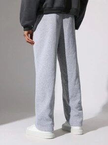 SUMWON Winter Athletic Sweatpants Fleece Lined Moto Panel Design Jogger Style Pants Training Workout Active Wear Casual Loungewear With Side Pockets - Grey - View 5