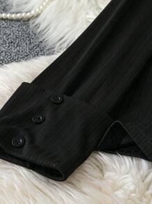 2 pièces/Set T-shirt côtelé ajusté élégant de printemps et jupe imprimée mi-longue pour femmes grande taille - Noir - Voir 3