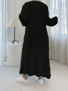 Women Plain Color Lace-Up Long Sleeve Minimalist Casual Top, Daily Wear