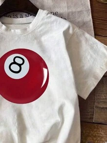 Zomer Casual T-shirt met 8 Ball Print voor tienermeisjes