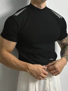 Manfinity Sport Corelite Men's Stand Collar Short Sleeve Simple Casual Sports T-Shirt, Everyday Wear