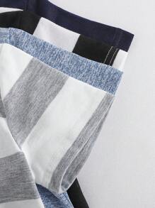 4pcs Young Boys Toddler Plain & Striped Crew Neck Short Sleeve T-Shirts, Casual & All-Match, Perfect For Pairing With Jeans, Shorts, Trousers, Soft & Comfortable, New Summer Collection - Multicolor - View 3