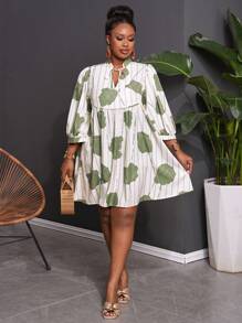 Slaydiva Vestido elegante de vacaciones ligero talla grande - Adecuado para vacaciones y viajes