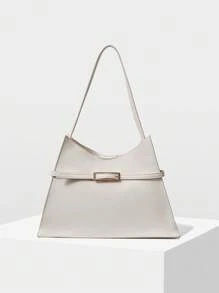 MOTF PREMIUM BOLSO DE HOMBRO MINIMALISTA DE MODA PARA MUJER CON DETALLE DE HEBILLA PARA TRANSPORTE - Beis - Ver 2