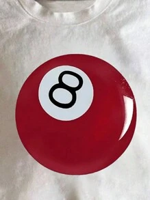 Zomer Casual T-shirt met 8 Ball Print voor tienermeisjes