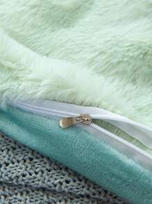 1pc Light Green Tie Dye Decorative Faux Rabbit Fur Cushion Cover Without Filler, Modern Flannelette Fuzzy Plush Throw Pillow Cover Zipper Closure For Home, For Sofa, Living Room