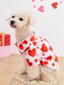 PETSIN 1 pieza Camisa con estampado de corazón para mascotas para el Día de San Valentín - Multicolor - Ver 1