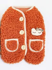 PETSIN Adorable Brown-Orange Pet Sherpa Fleece Warm Jacket - Orange - View 8