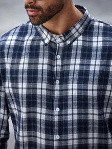 Manfinity Homme 2 pezzi Set di camicia casual a manica lunga con motivo check e pantaloni, taglia comoda, per uomo, per autunno